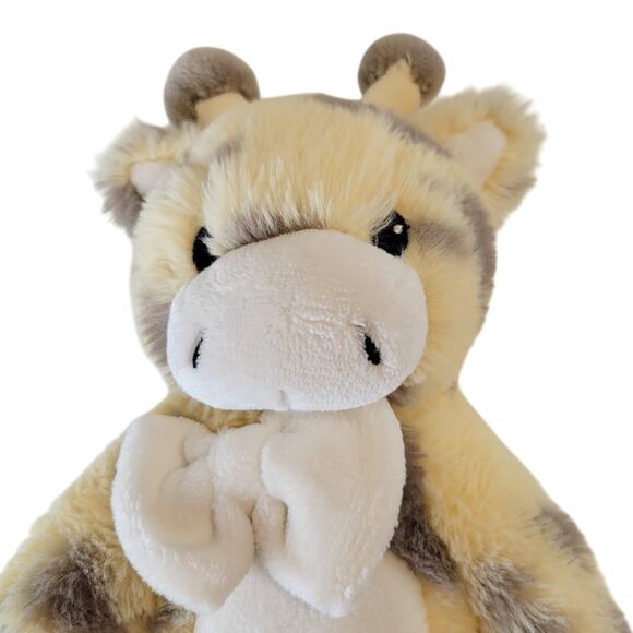 Giraffe Plush Yellow White Stuffed Animal Soft Toy 13 Inch Bow Safari Baby Gift - Picture 6 of 7